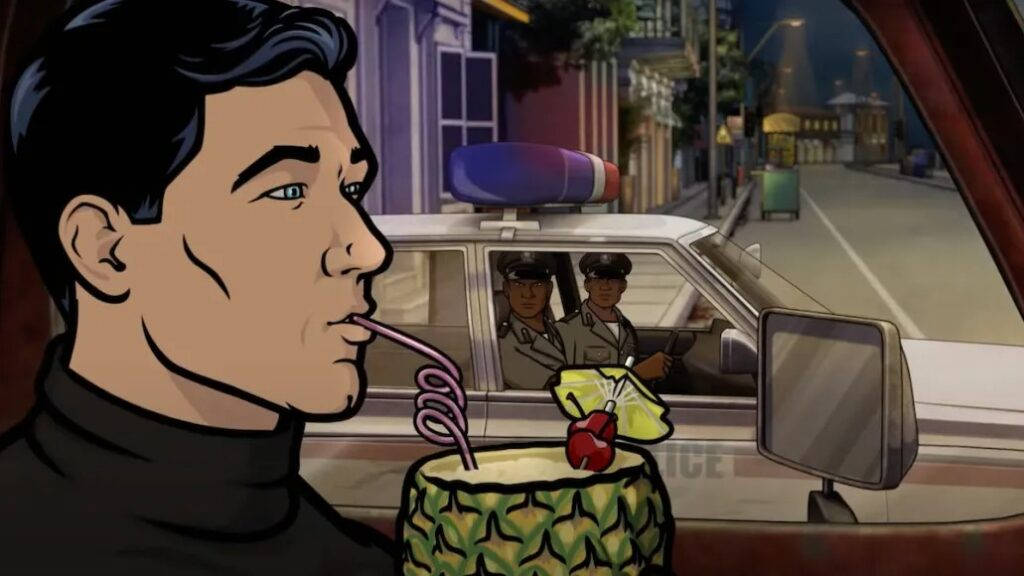 Sterling Archer Drinking Pineapple Juice Background