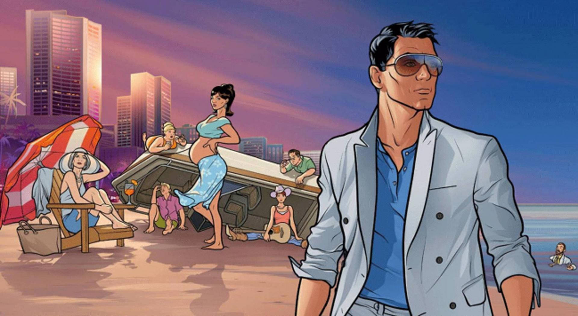 Sterling Archer On The Beach Background