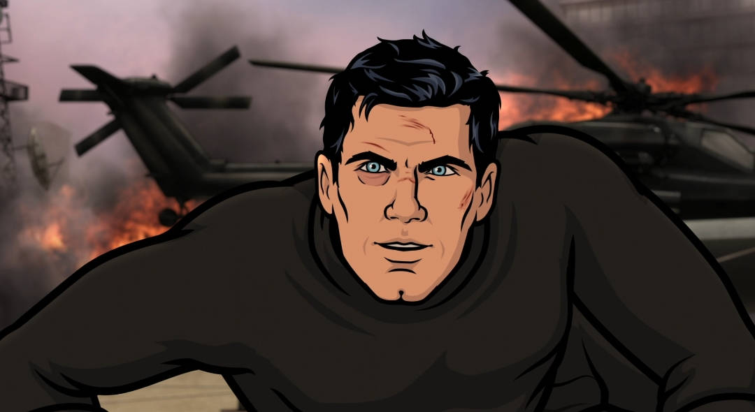 Sterling Archer Over Helicopter Backdrop Background