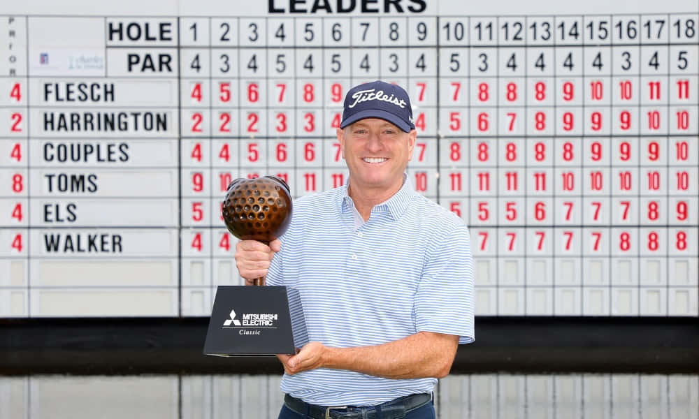 Steve Flesch In Front Of Scoreboard Background