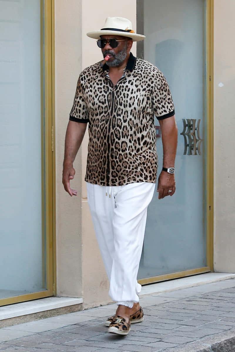 Steve Harvey In A Leopard Print Shirt