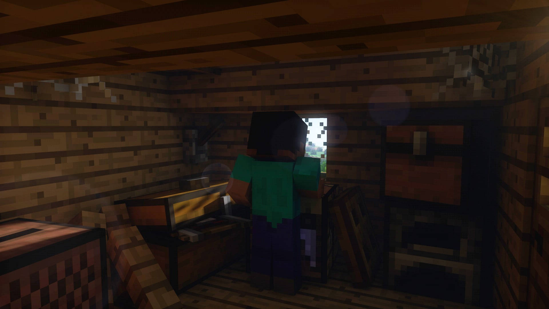 Steve In Dark Room Cool Minecraft Background