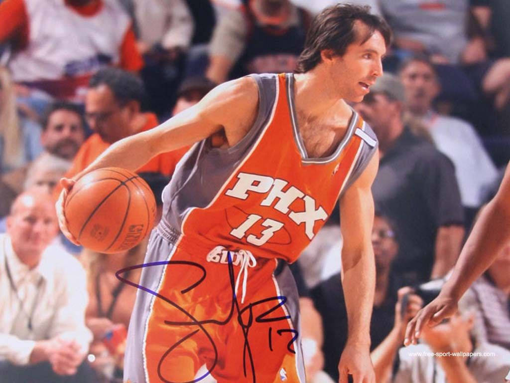 Steve Nash With A Ball Background