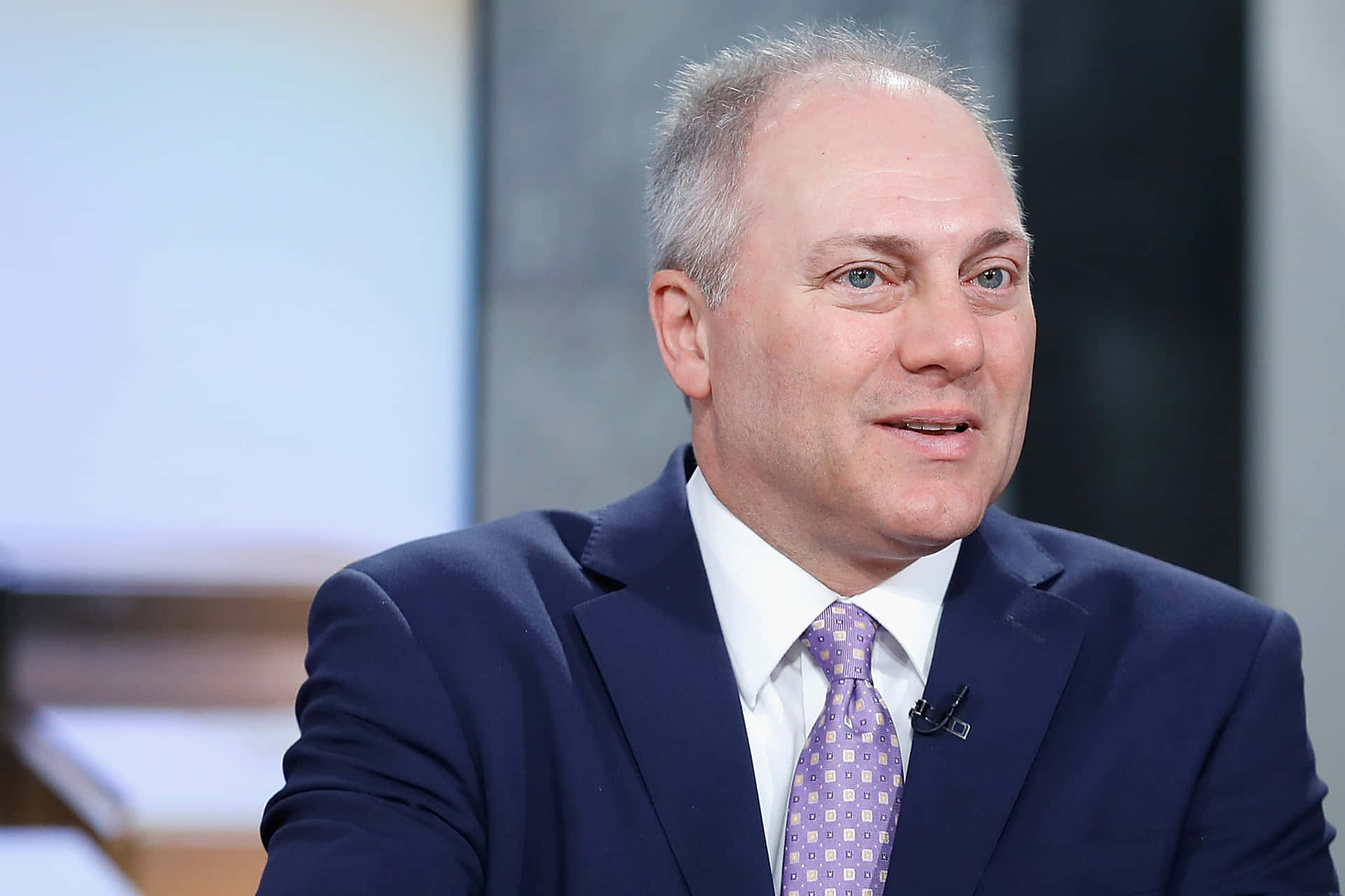 Steve Scalise Confidently Smirking During An Interview Background