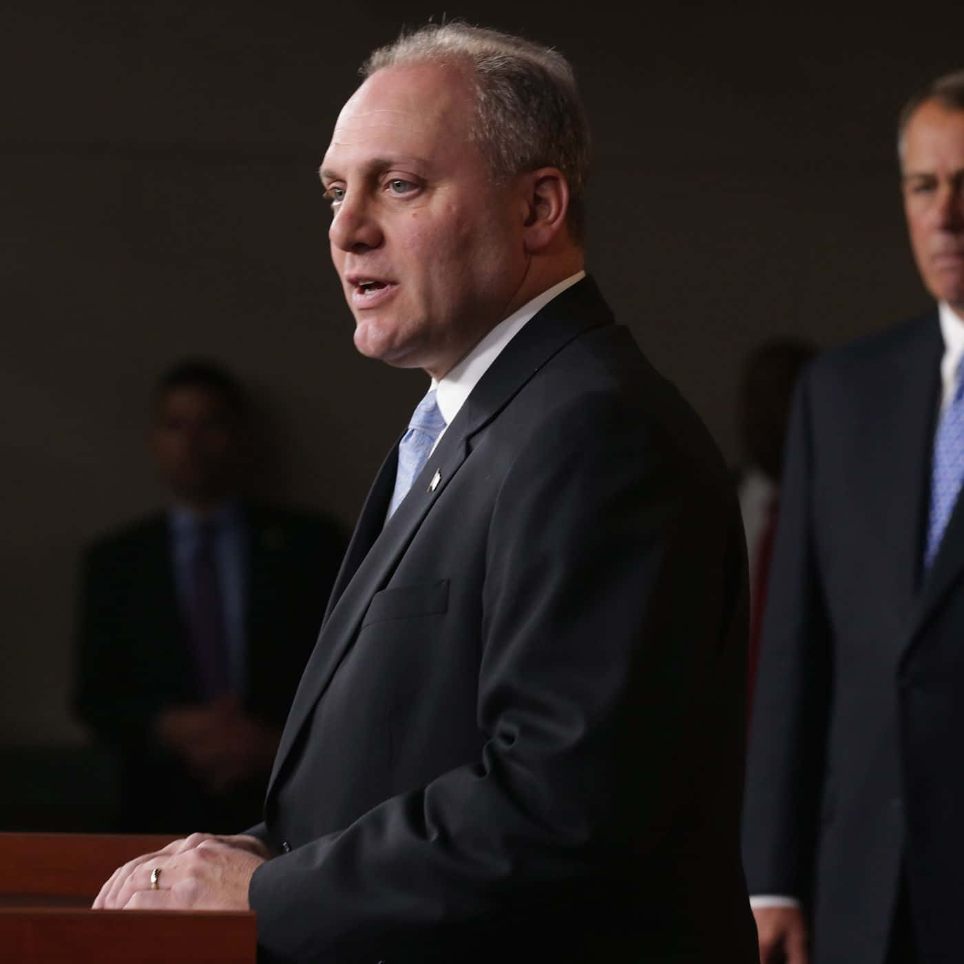 Steve Scalise Sharing Stage With John Boehner Background