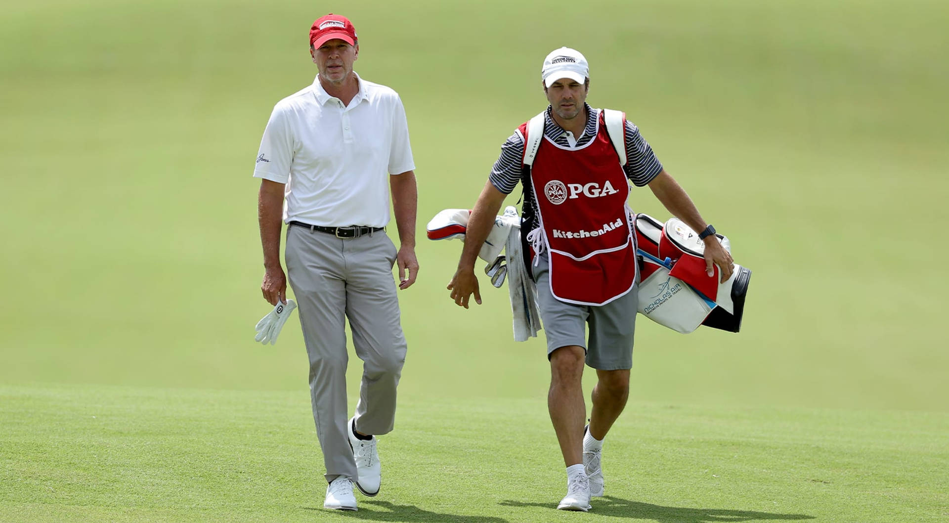 Steve Stricker Strolls With Caddie