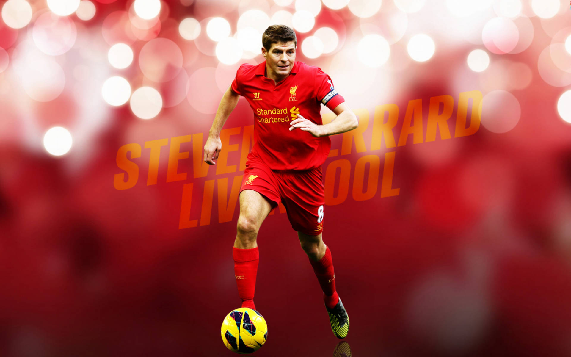 Steven Gerrard In Action During A Liverpool Football Club Match Background