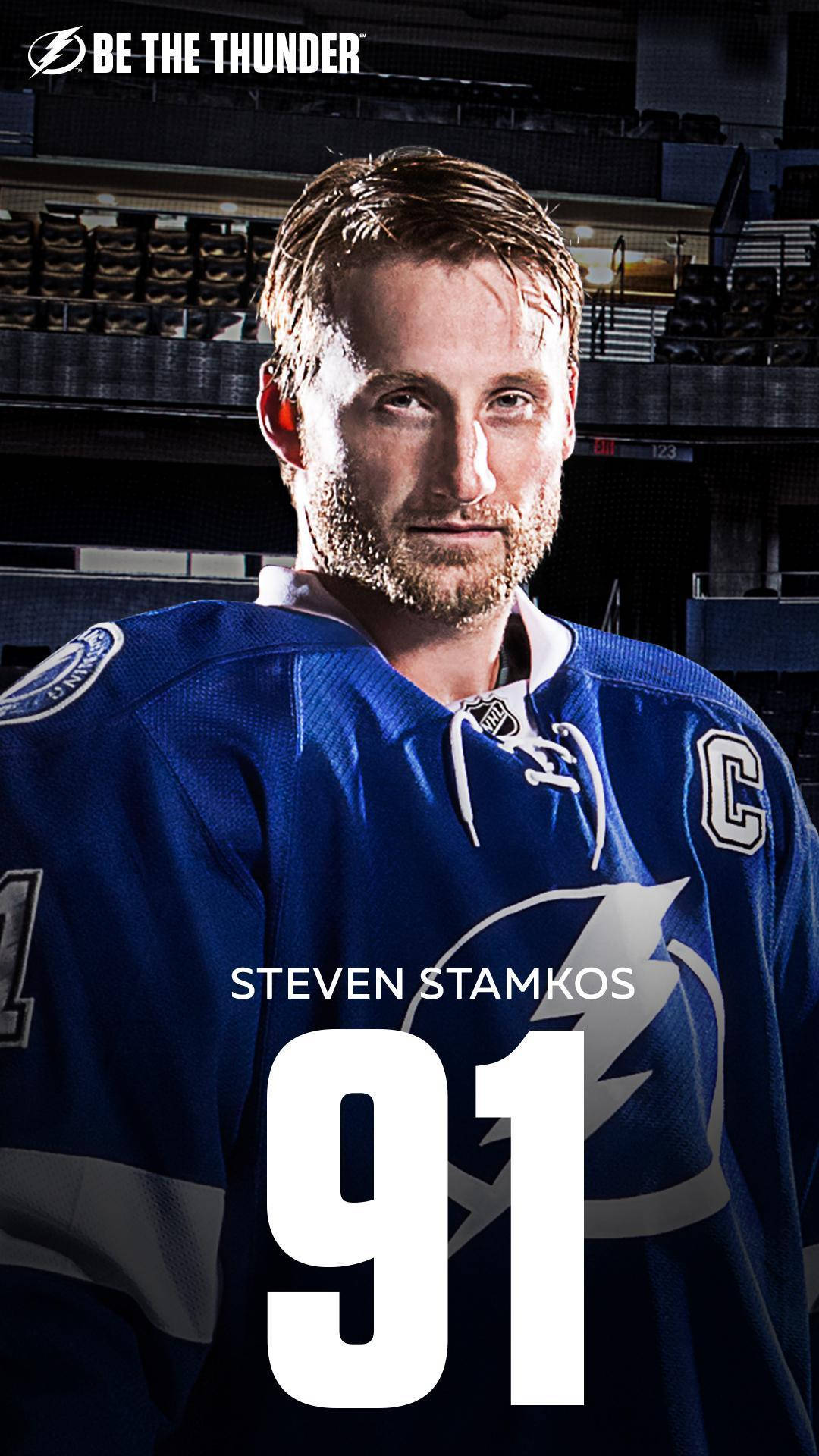 Steven Stamkos Ice Hockey Player 91 Thunder Background