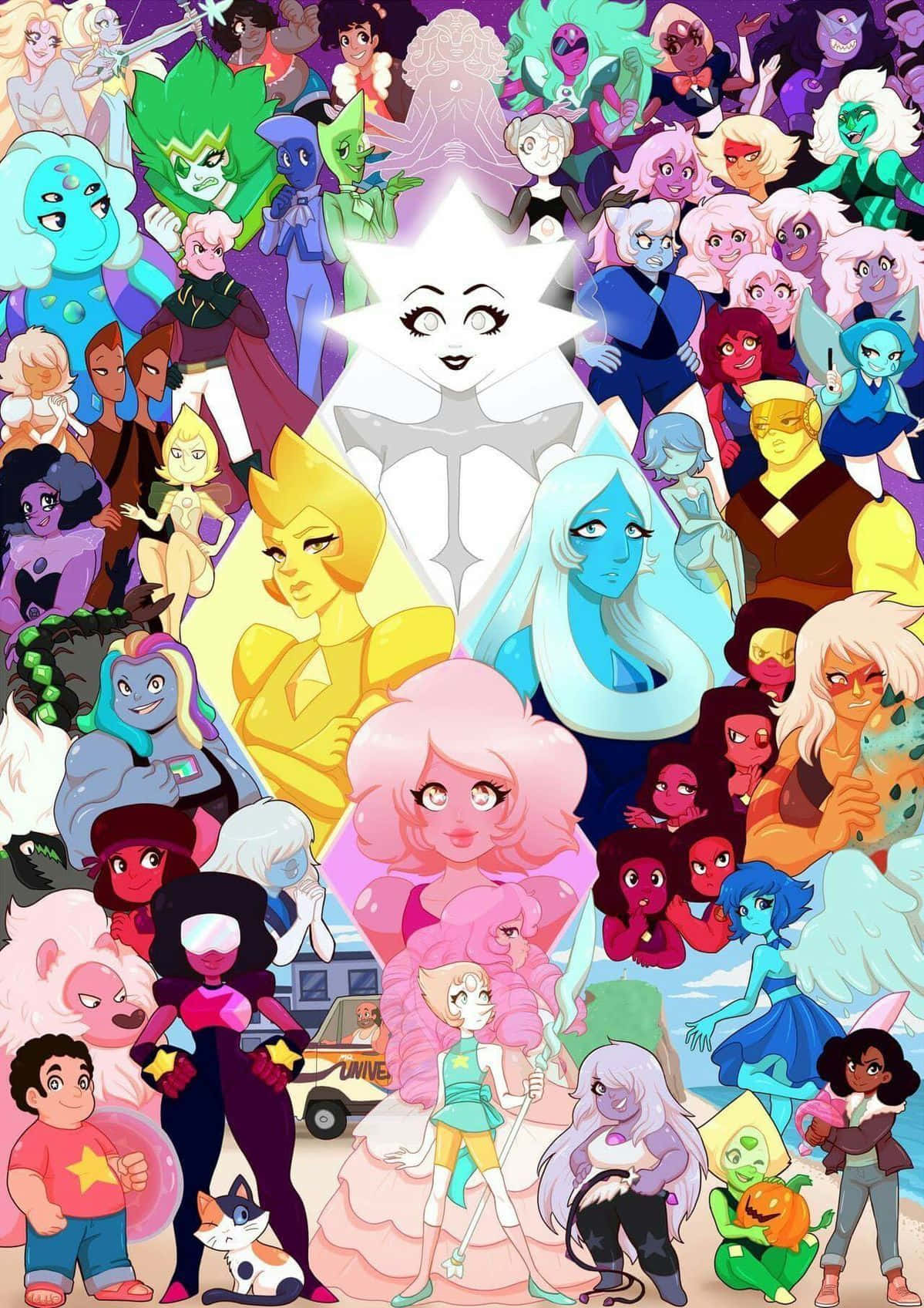 Steven Universe Characters Cute Cartoon Background