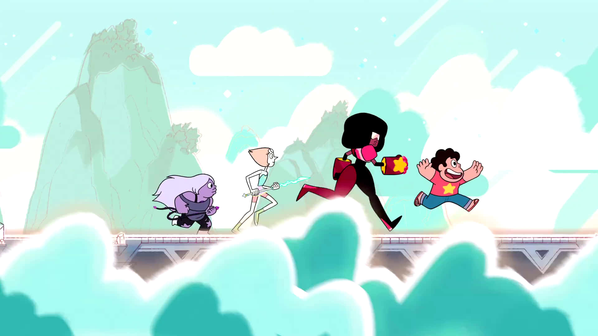 Steven Universe Fan-favorite Characters Pearl, Garnet, Amethyst And Steven Come Together For An Iconic Group Shot! Background