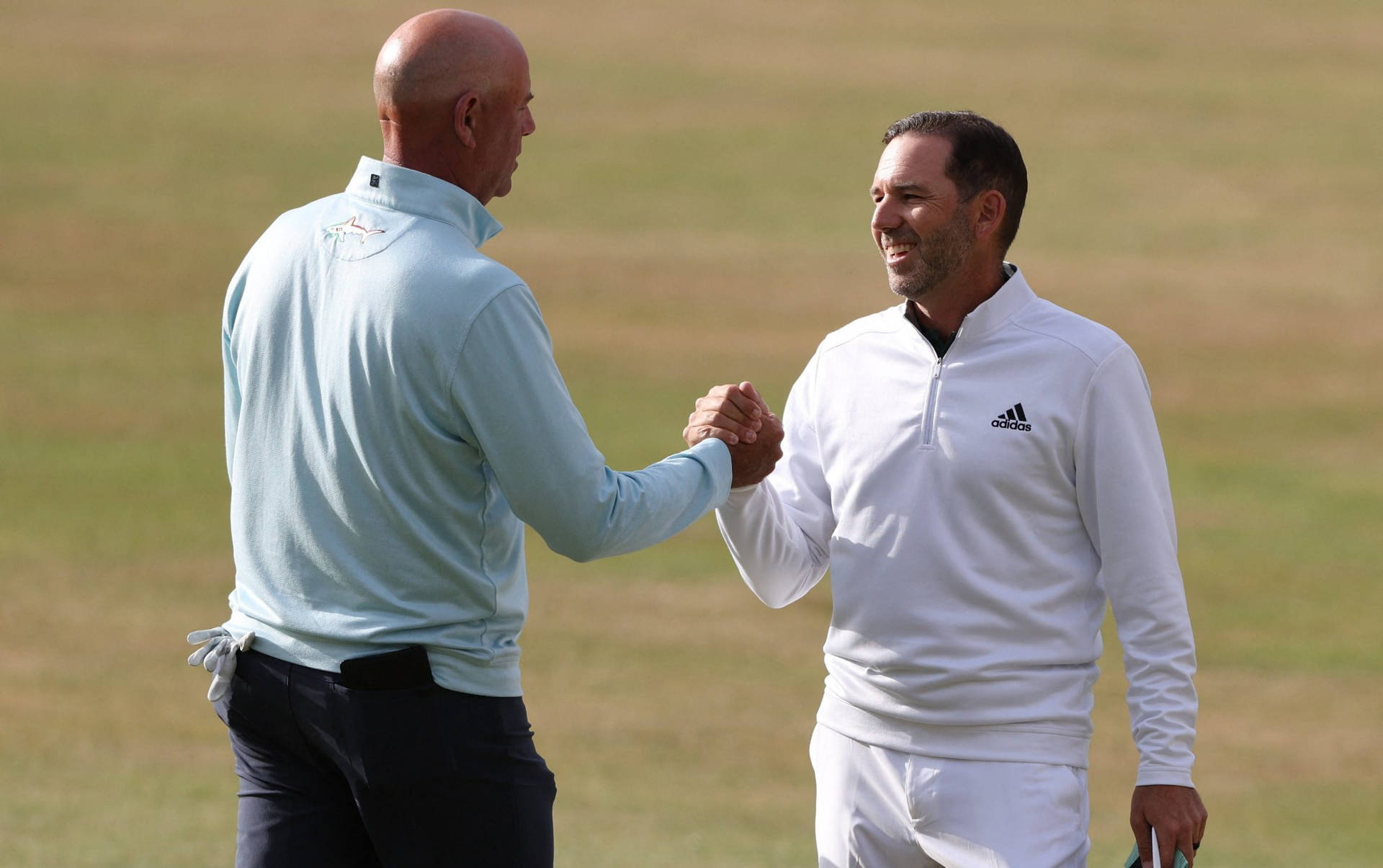 Stewart Cink Handshake With Sergio Garcia