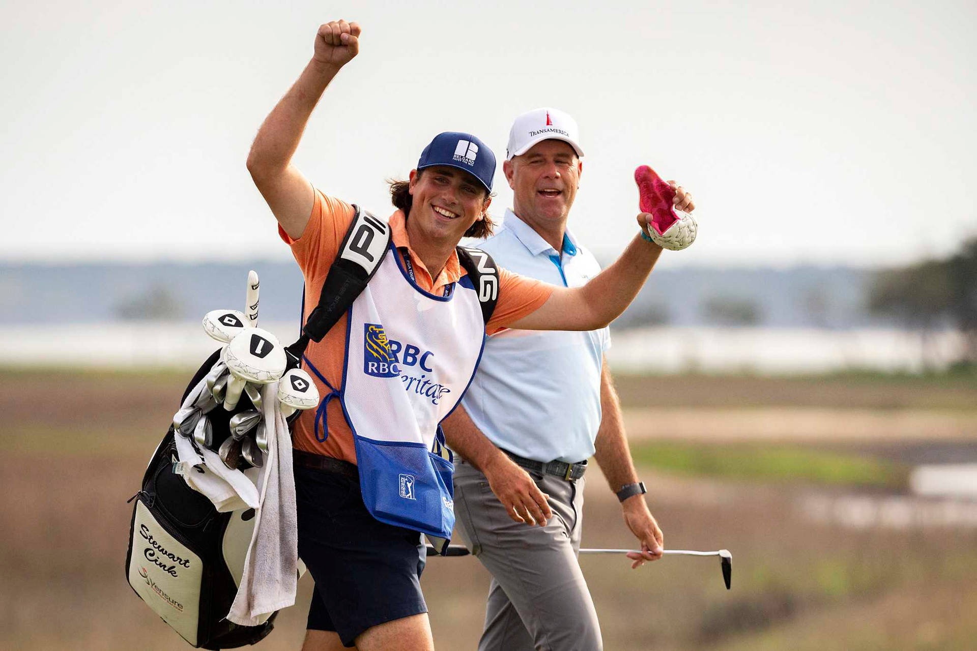 Stewart Cink With His Caddy