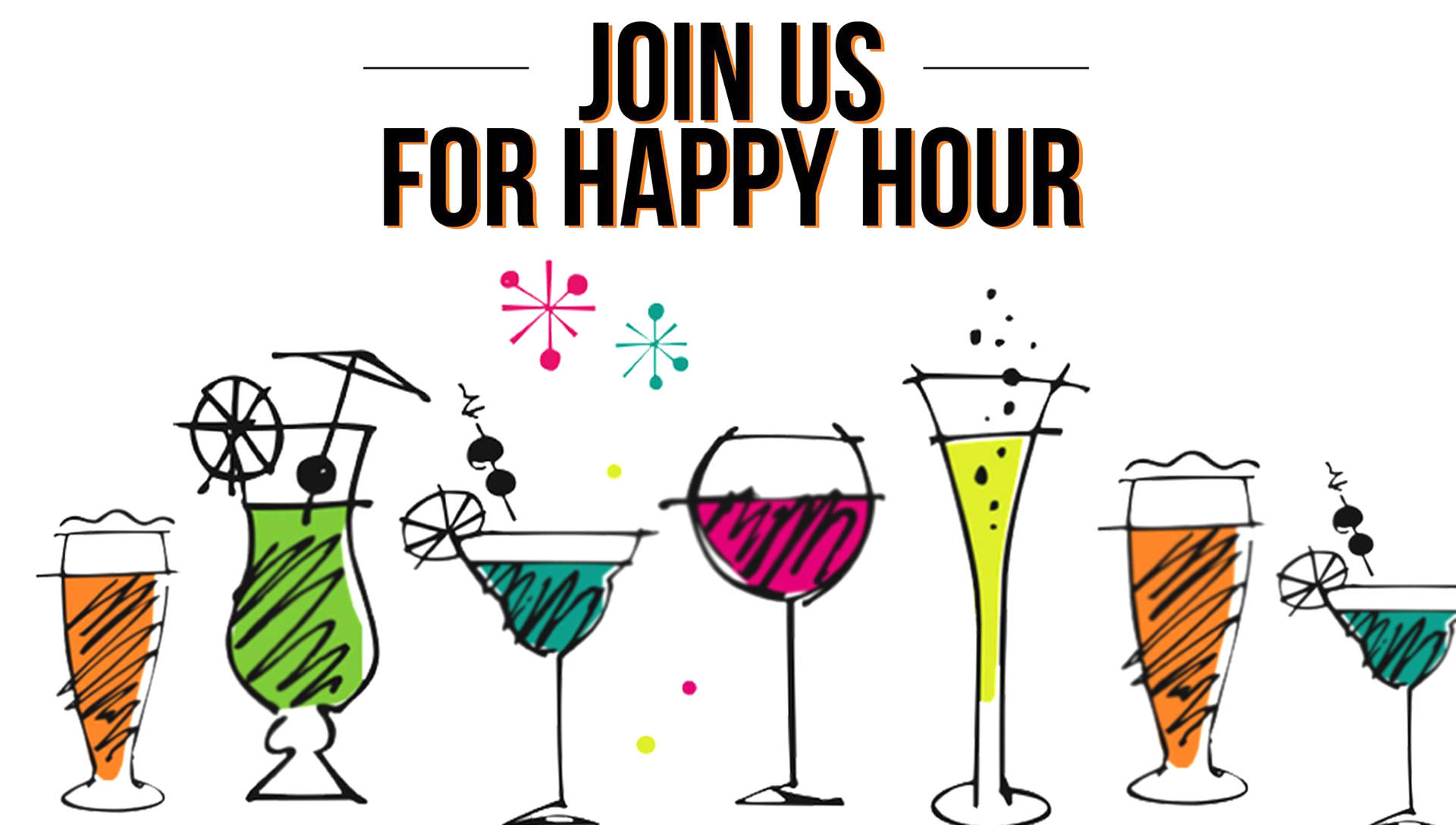 Stimulating Happy Hour With Cocktail Sketch Background