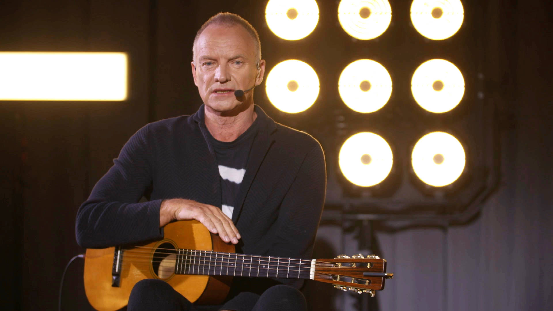 Sting Holding Guitar Background