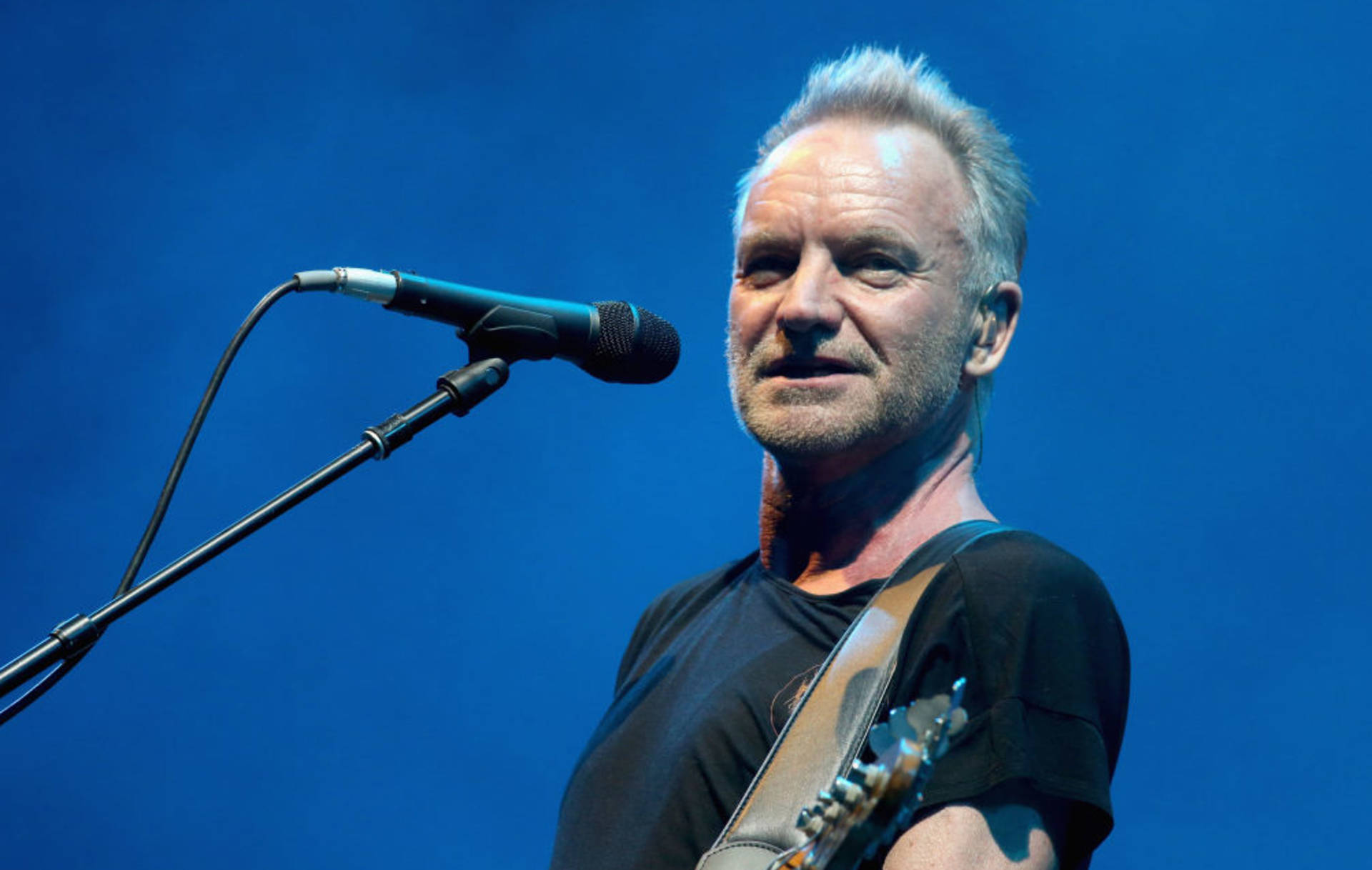 Sting Singing With A Microphone Background