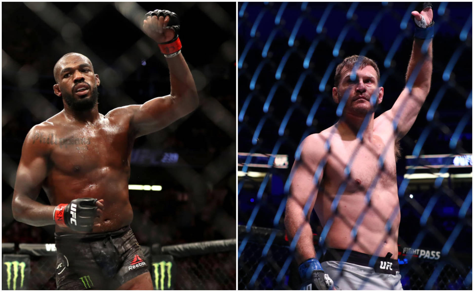 Stipe Miocic And Jon Jones Waving Background