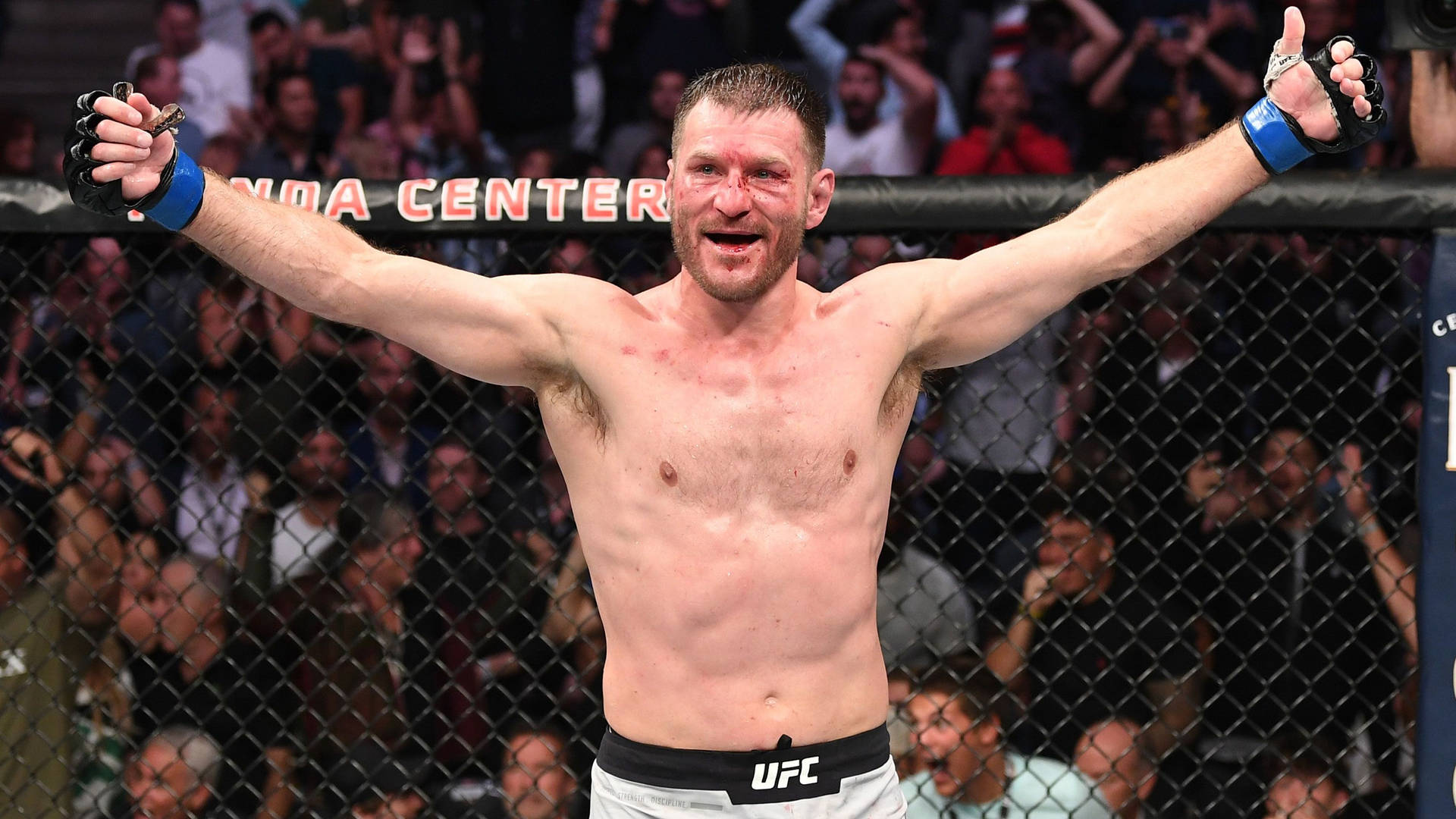 Stipe Miocic Celebrating Victory Background