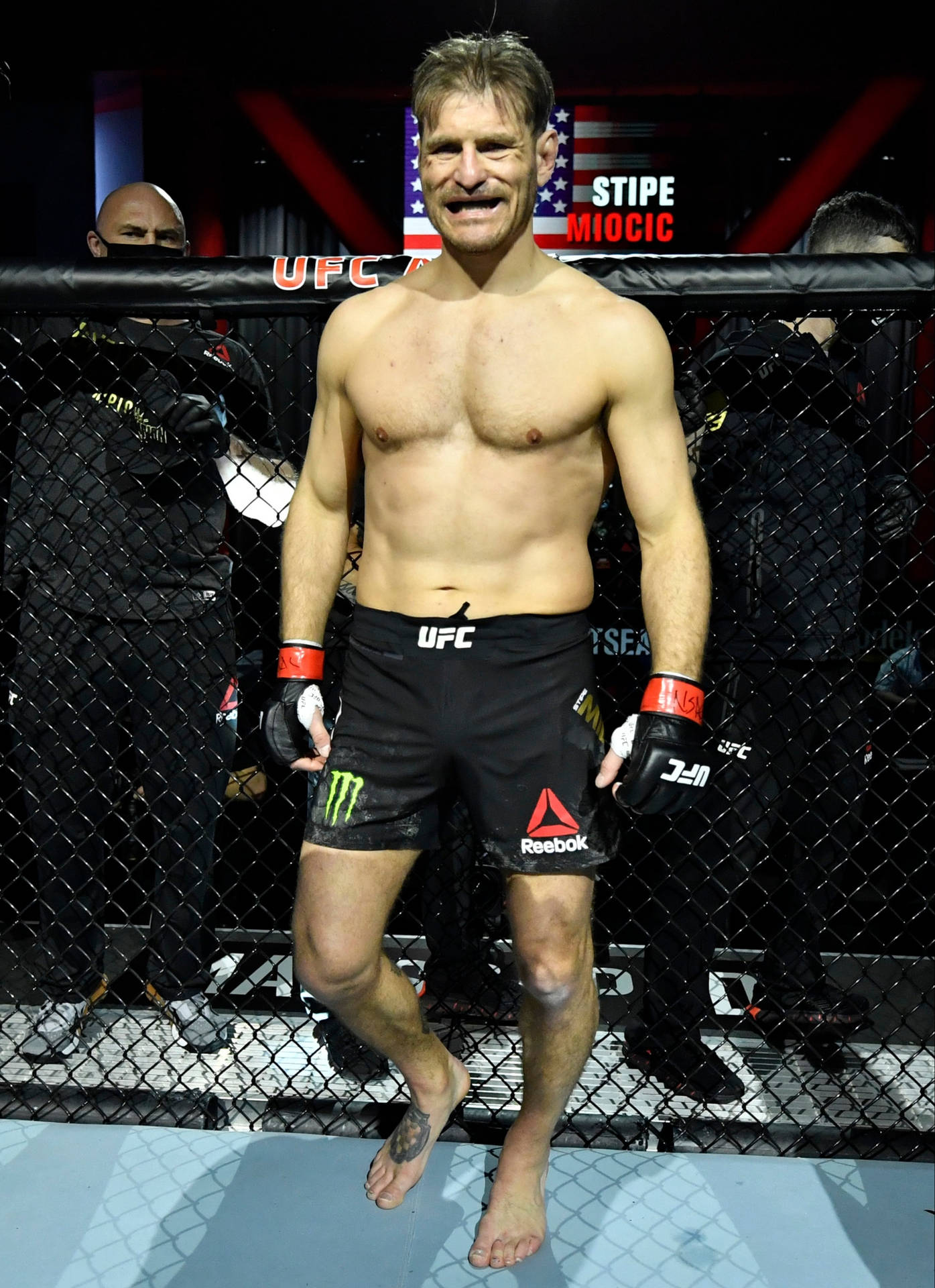 Stipe Miocic Posing On Octagon Background