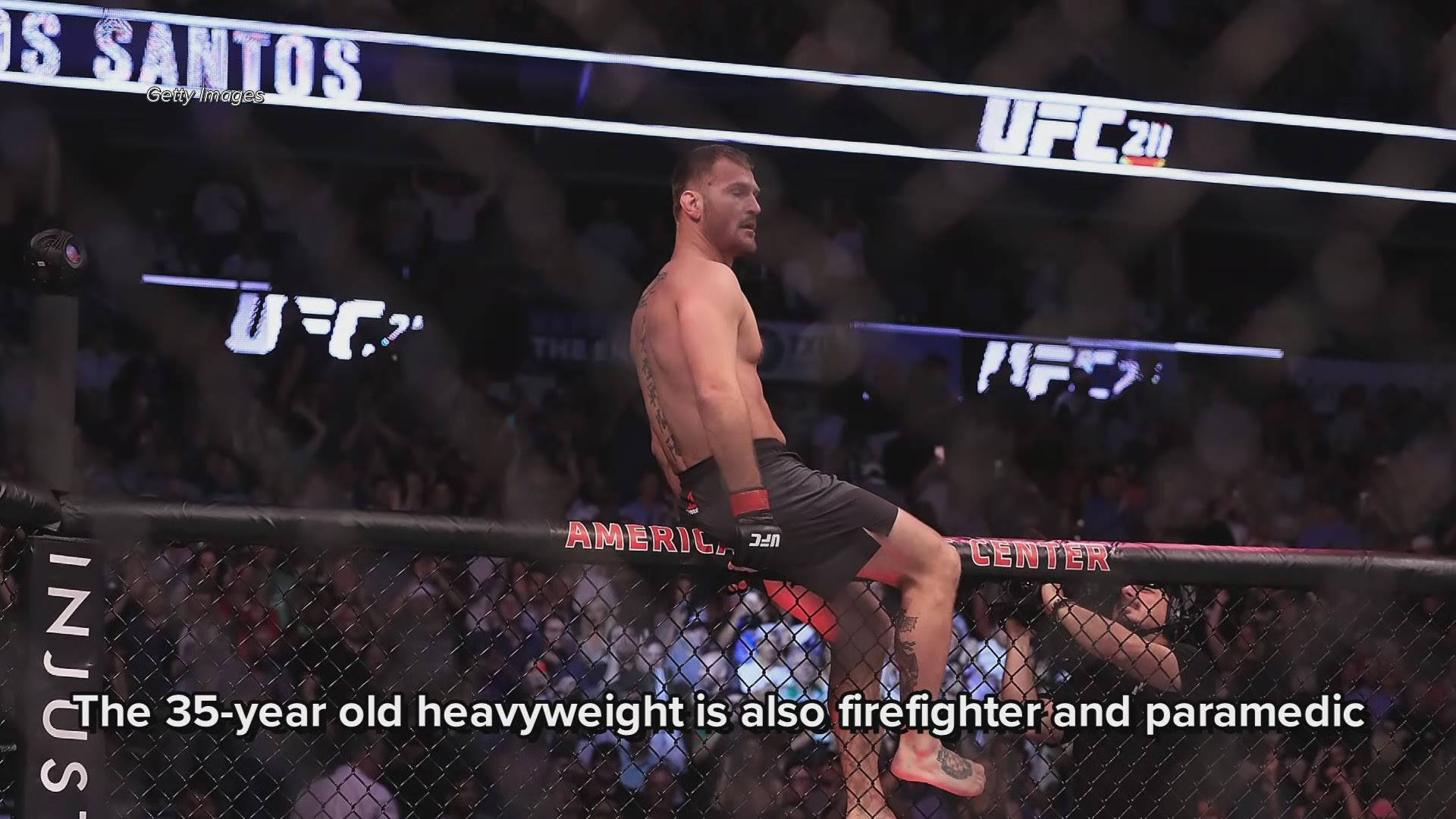 Stipe Miocic Stepping Into Octagon Background