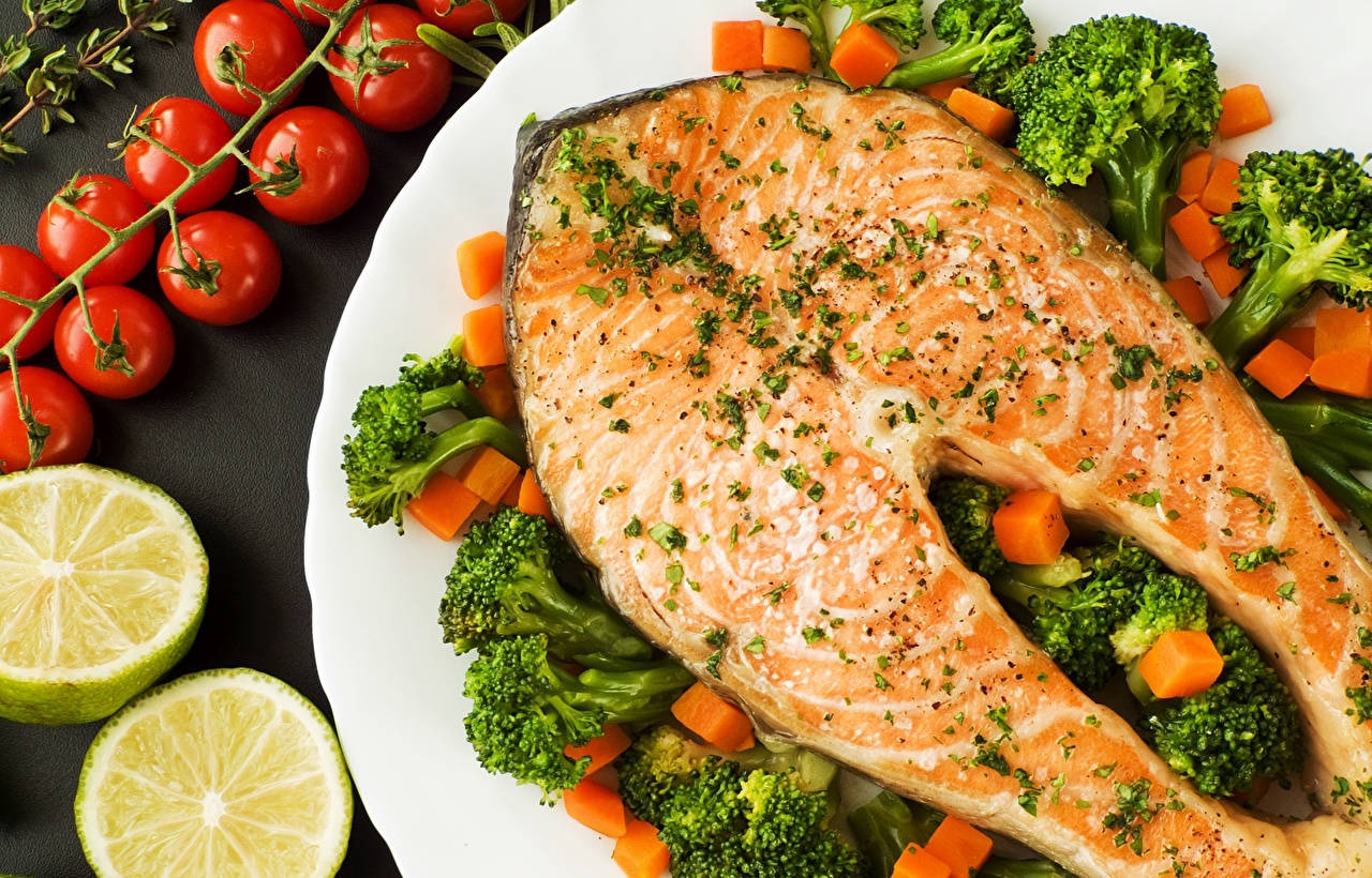 Stir Fry Broccoli And Salmon Background