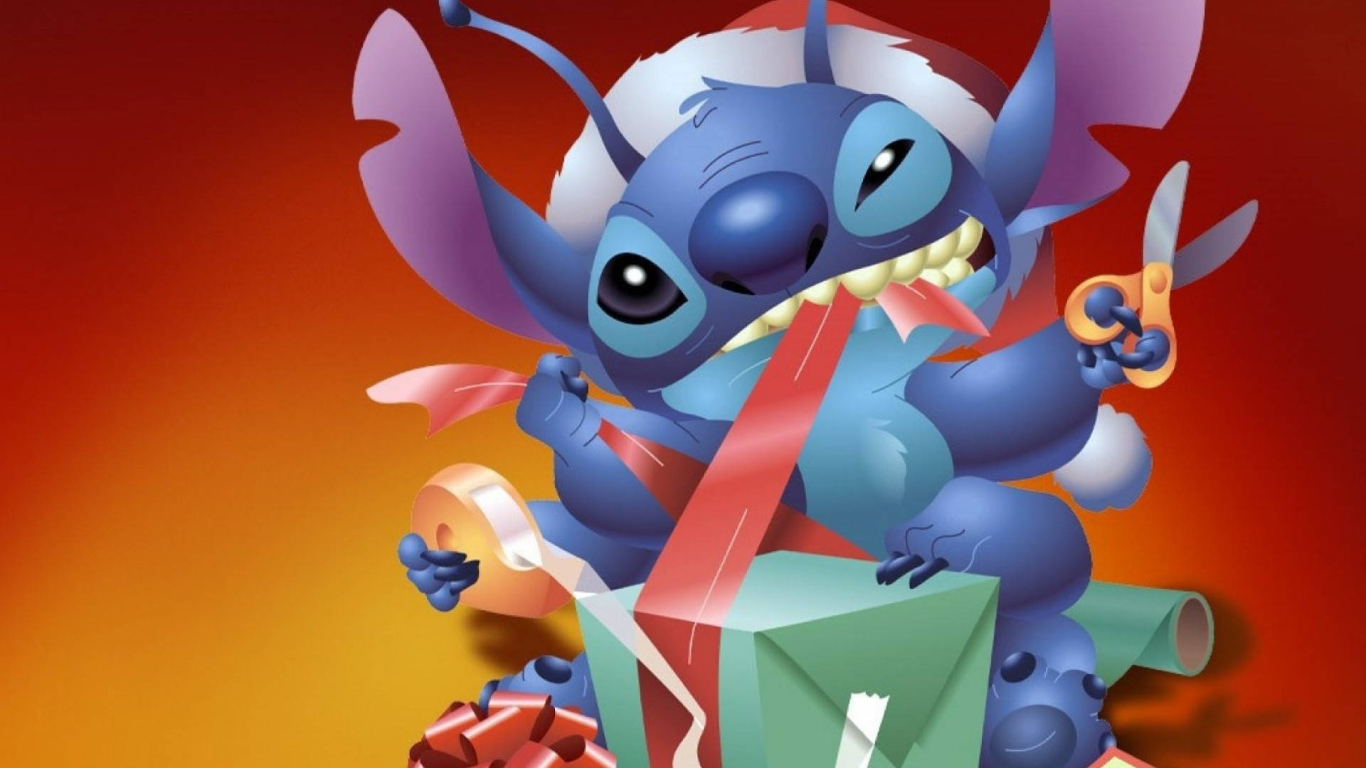 Stitch 3d Drawing Wrapping Gifts Background