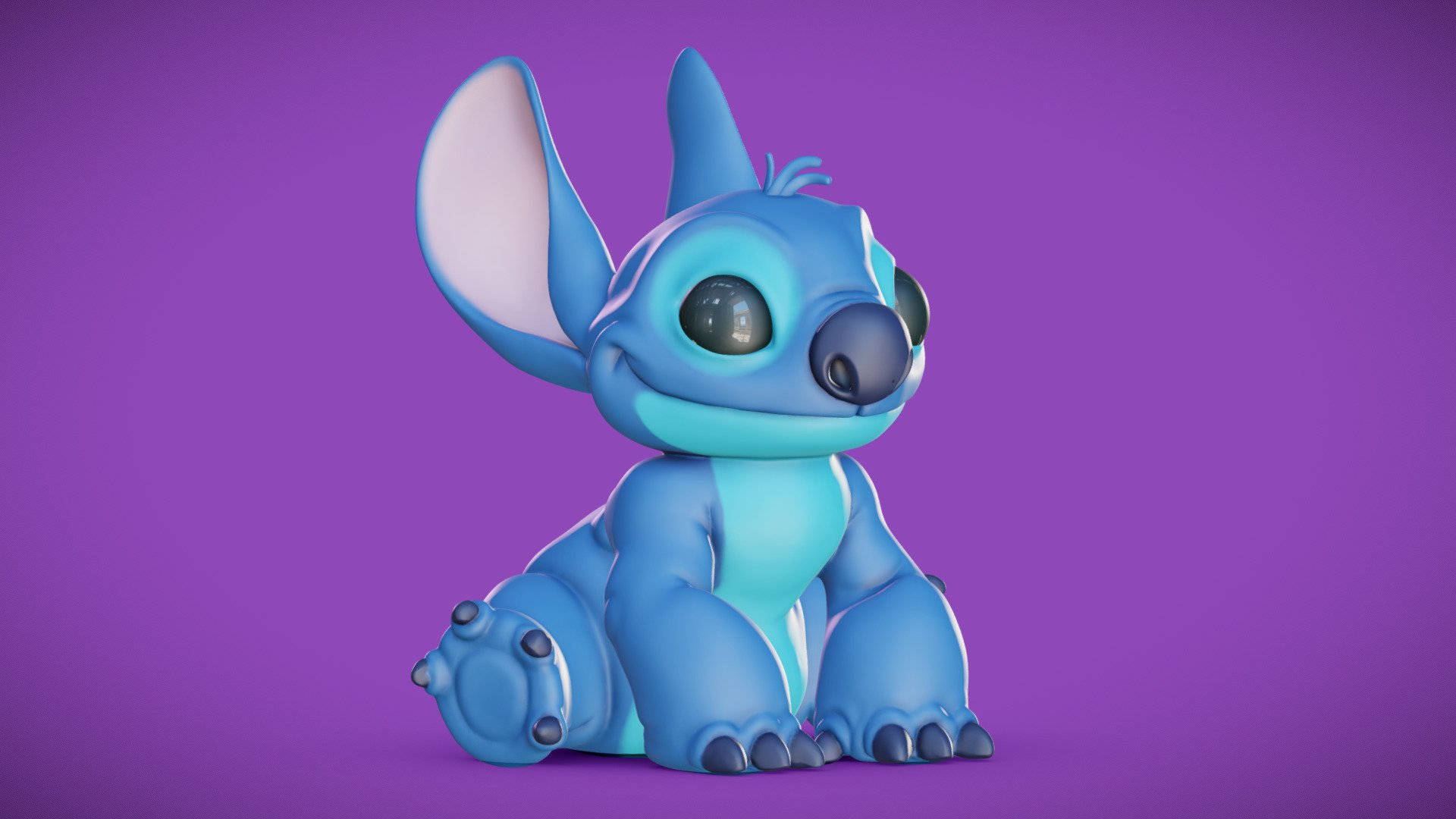 Stitch 3d On Purple Background Background