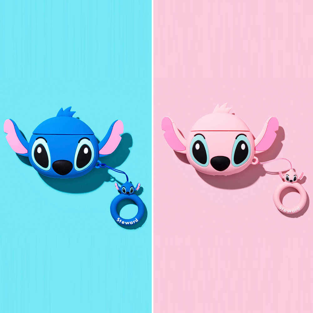 Stitch And Angel Embracing In Paradise. Background