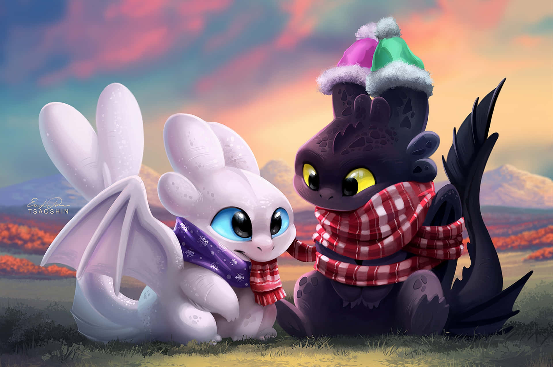 Stitch And Toothless Discovering A Magical Land Background