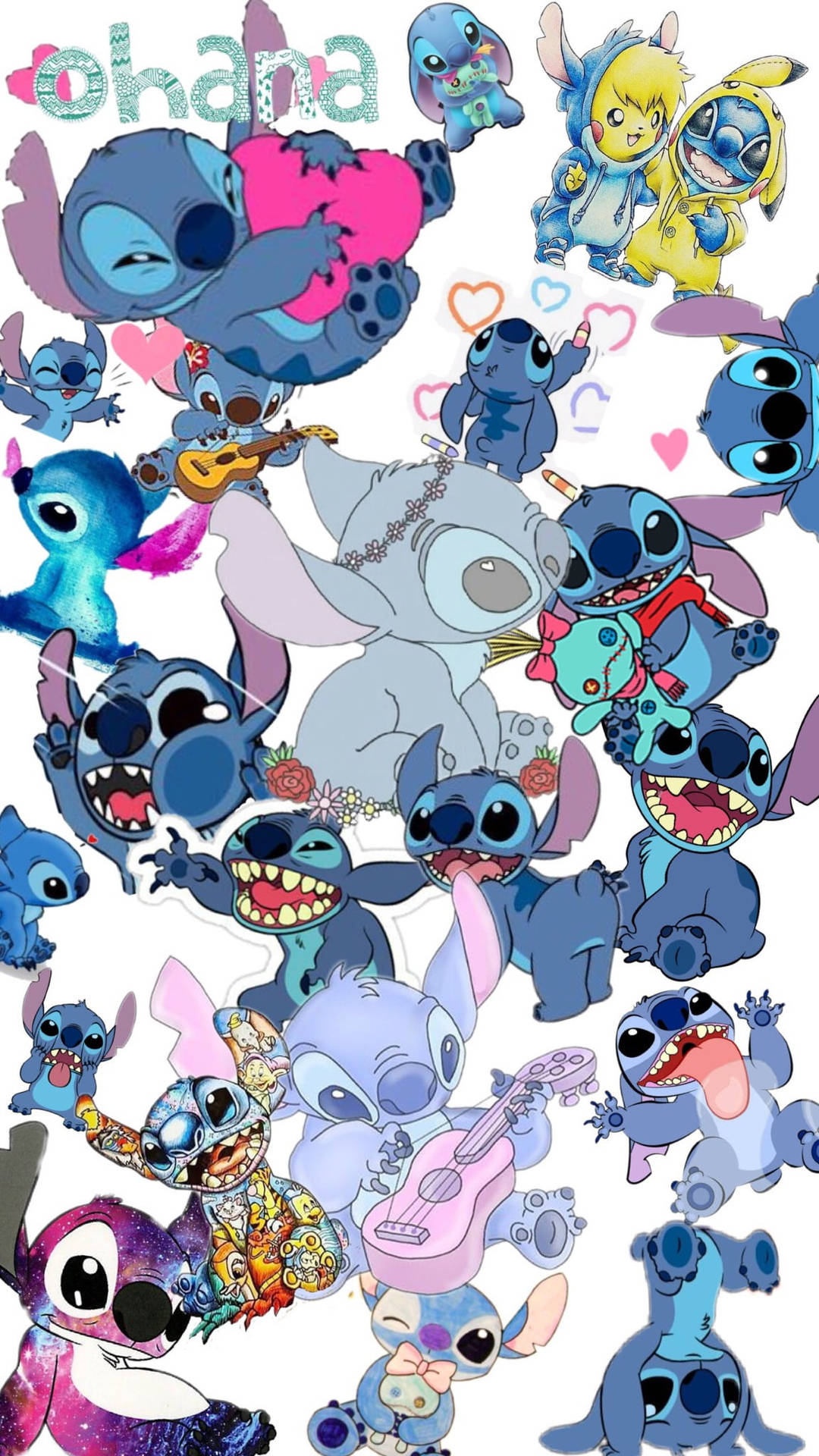 Stitch Disney Different Facial Expressions Background