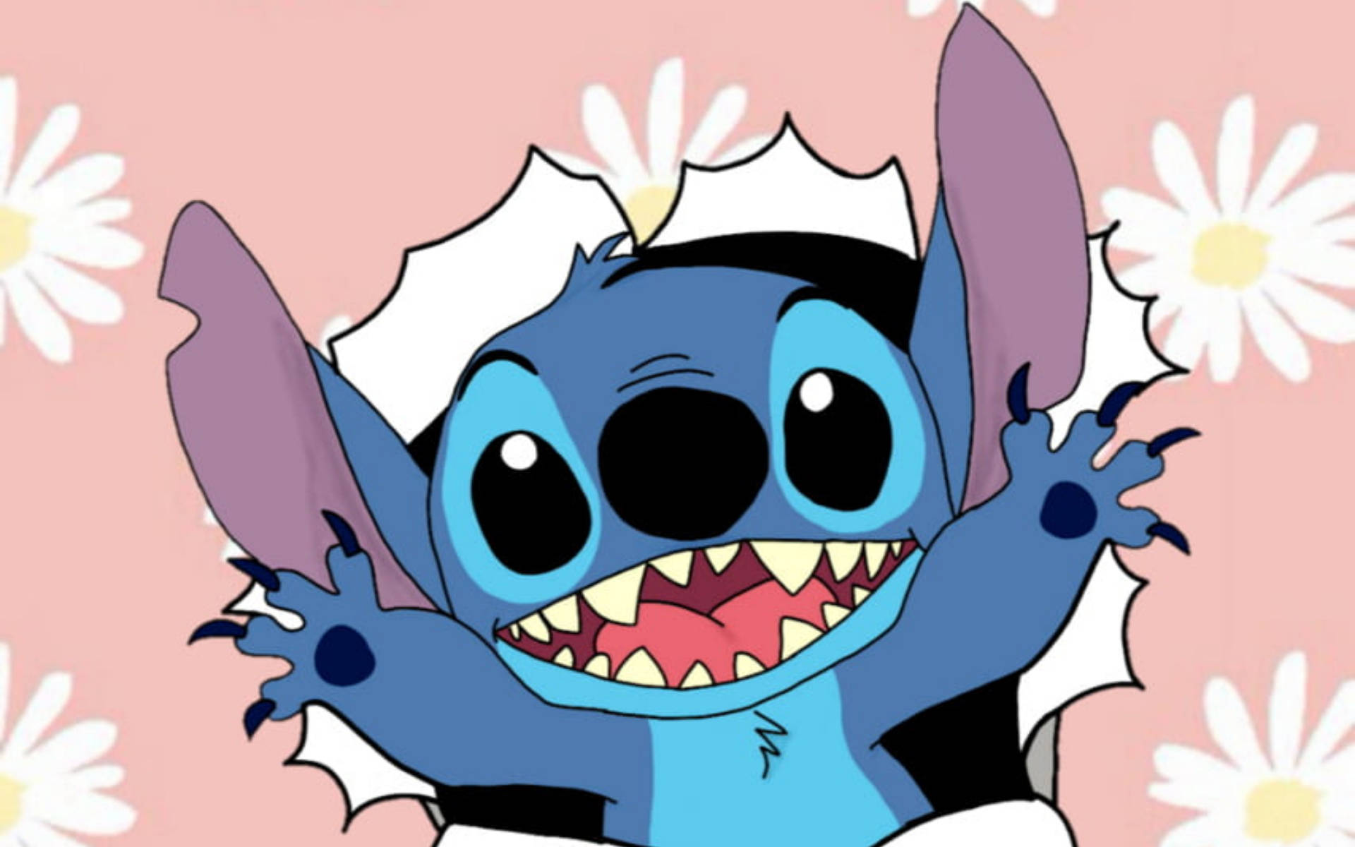 Stitch Disney Popping Out Of Backdrop Background