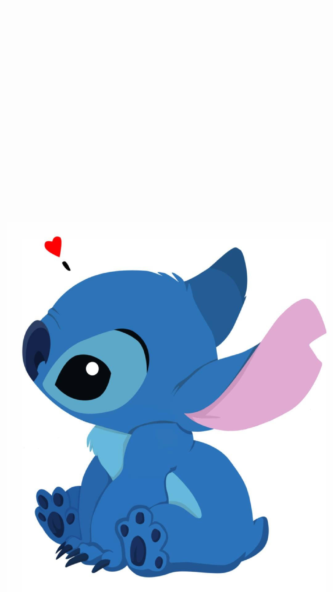 Stitch Disney With Heart Background Background
