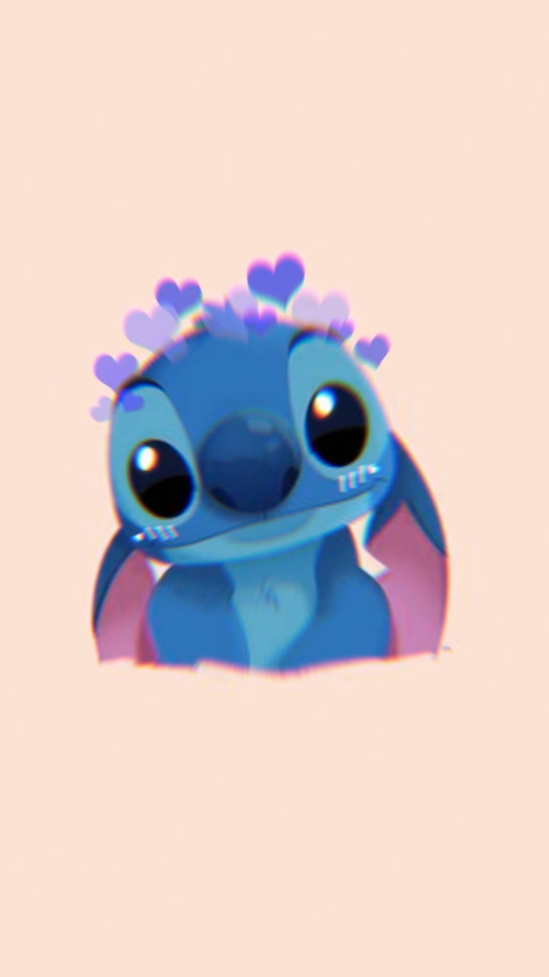 Stitch Disney With Hearts On Head Background