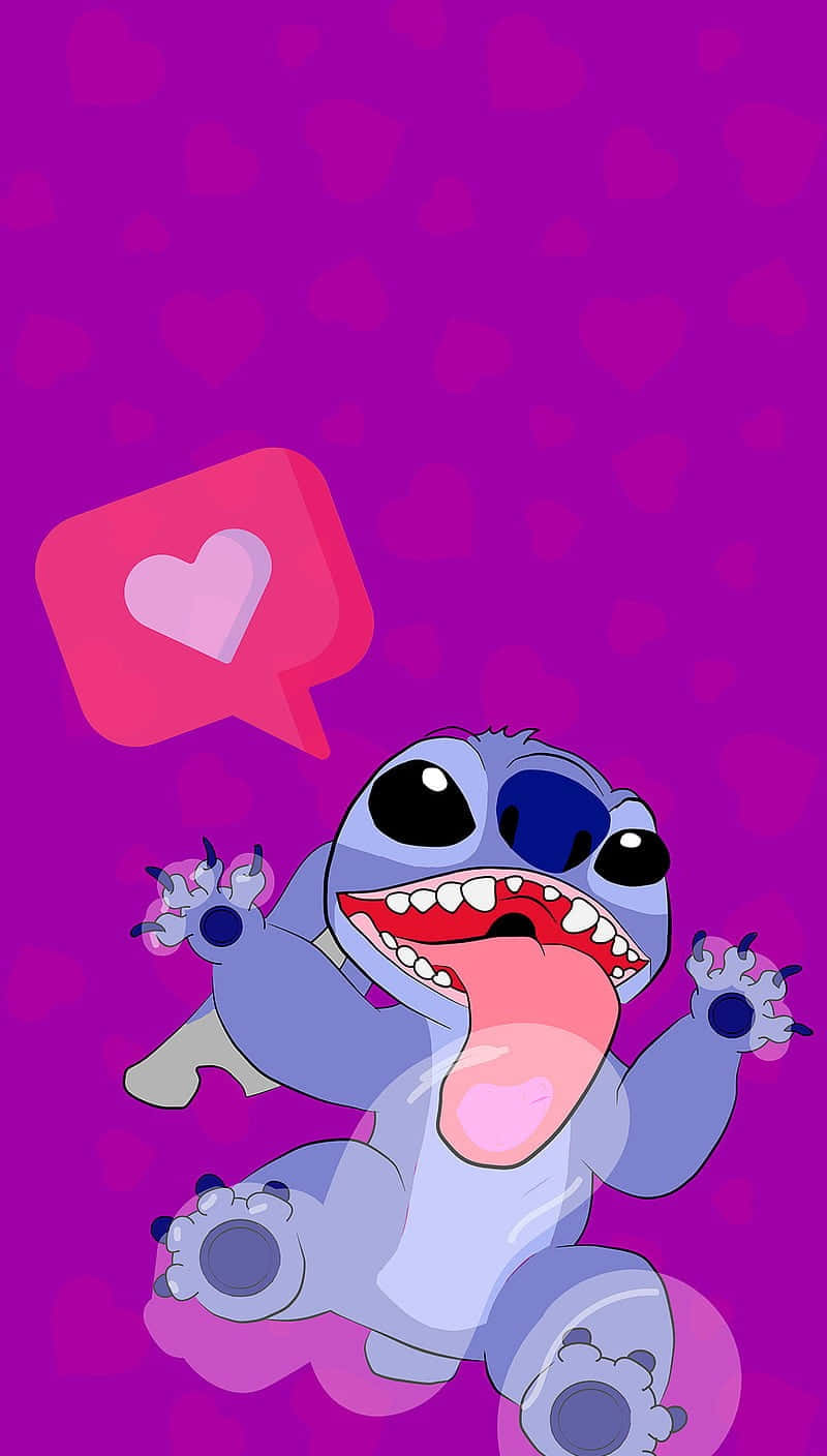 Stitch Expressing Love Purple Background Background