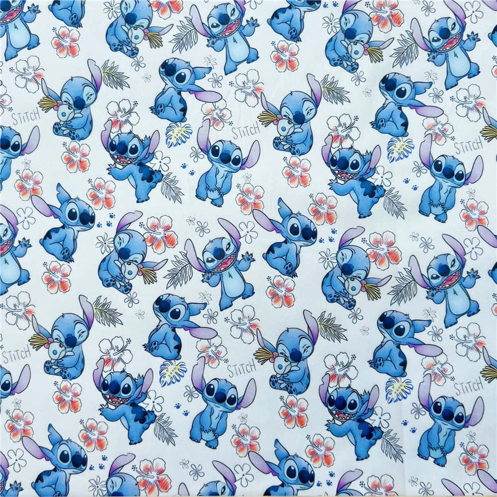 Stitch Fabric - Blue And White Background