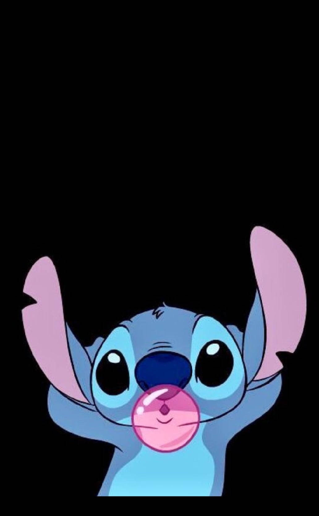 Stitch From Disney Blowing Bubblegum Background