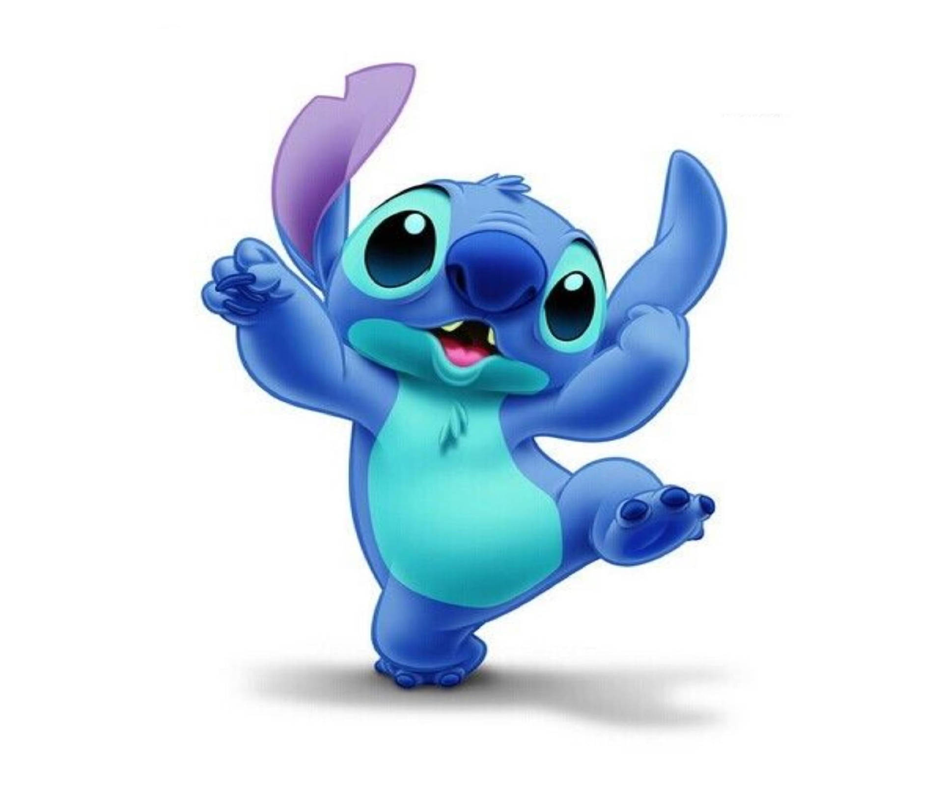 Stitch From Disney Dancing On White