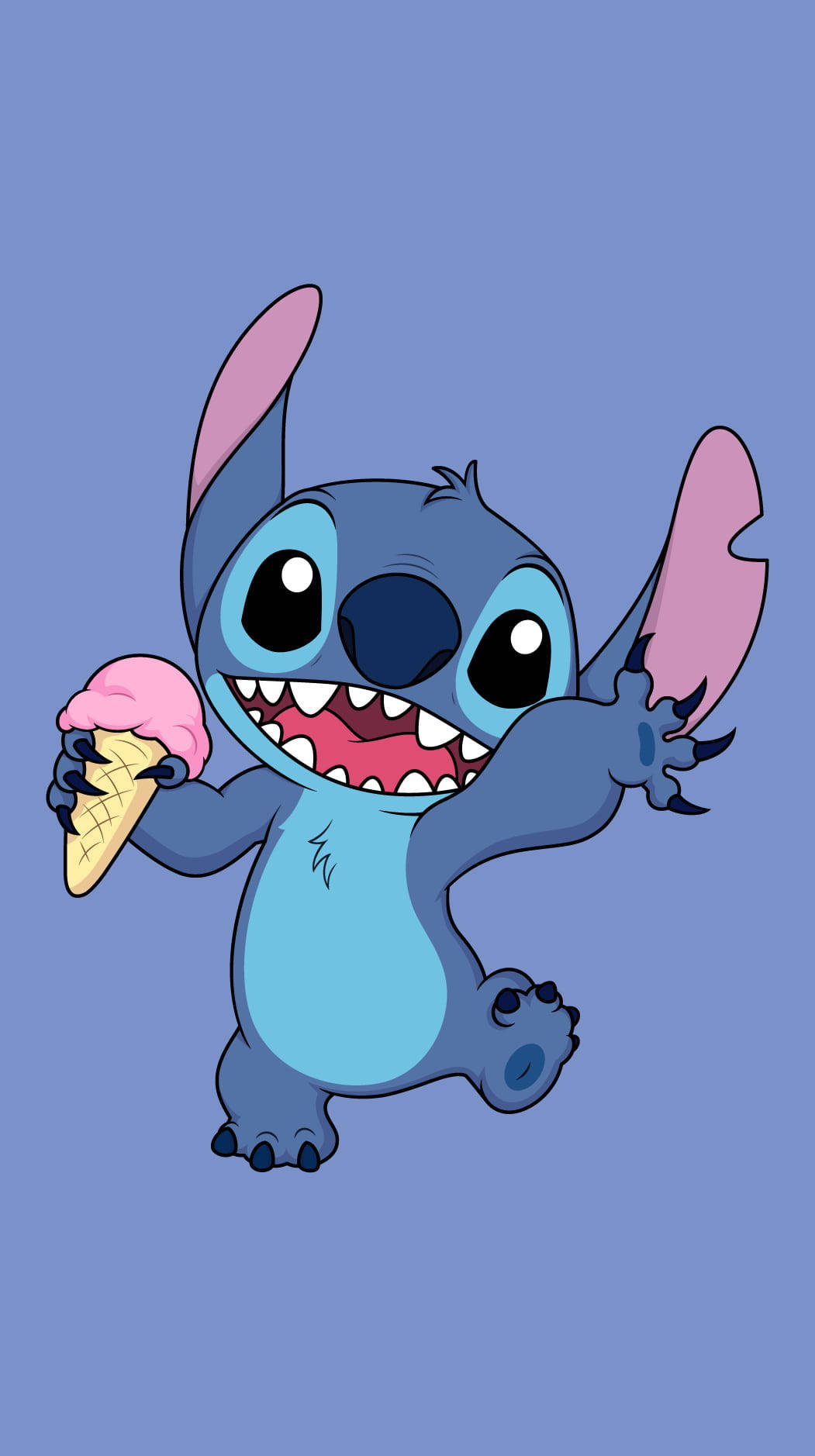 Stitch From Disney Holding Ice Cream