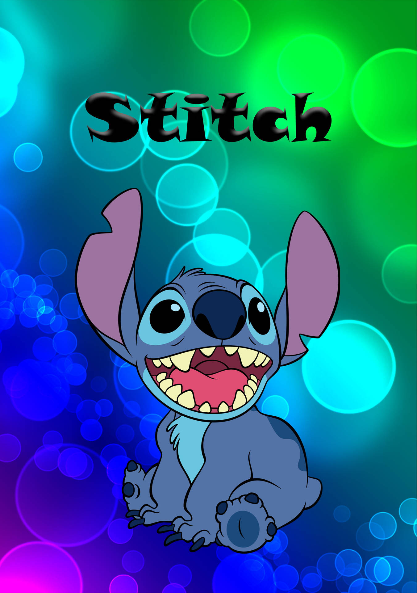 Stitch From Disney In Colorful Background Background