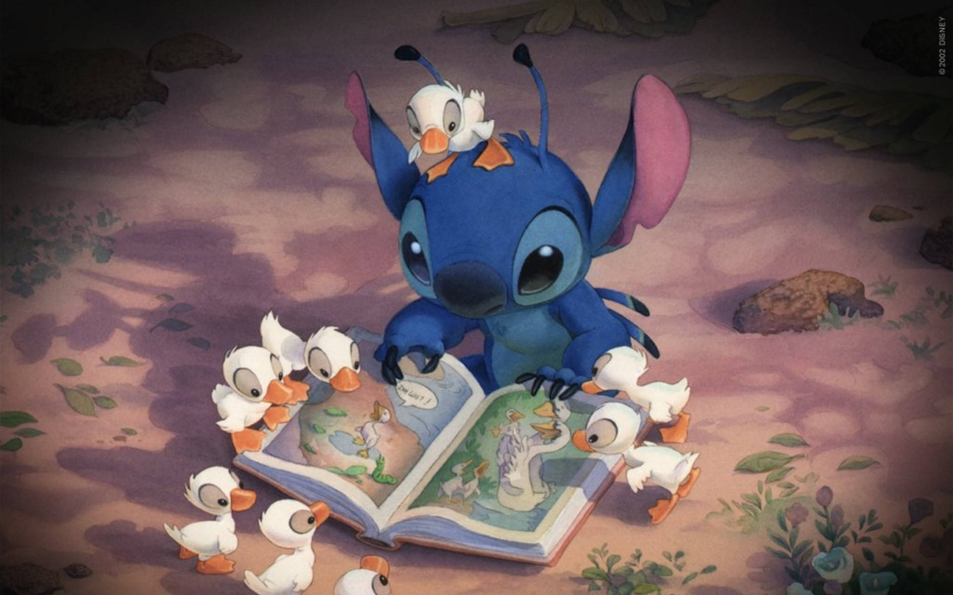 Stitch From Disney With Ducklings