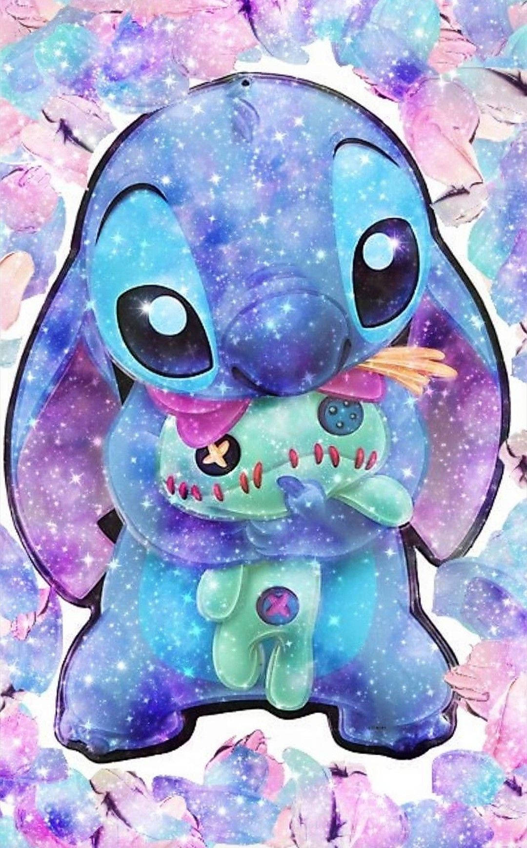 Stitch Galaxy Hugging Background