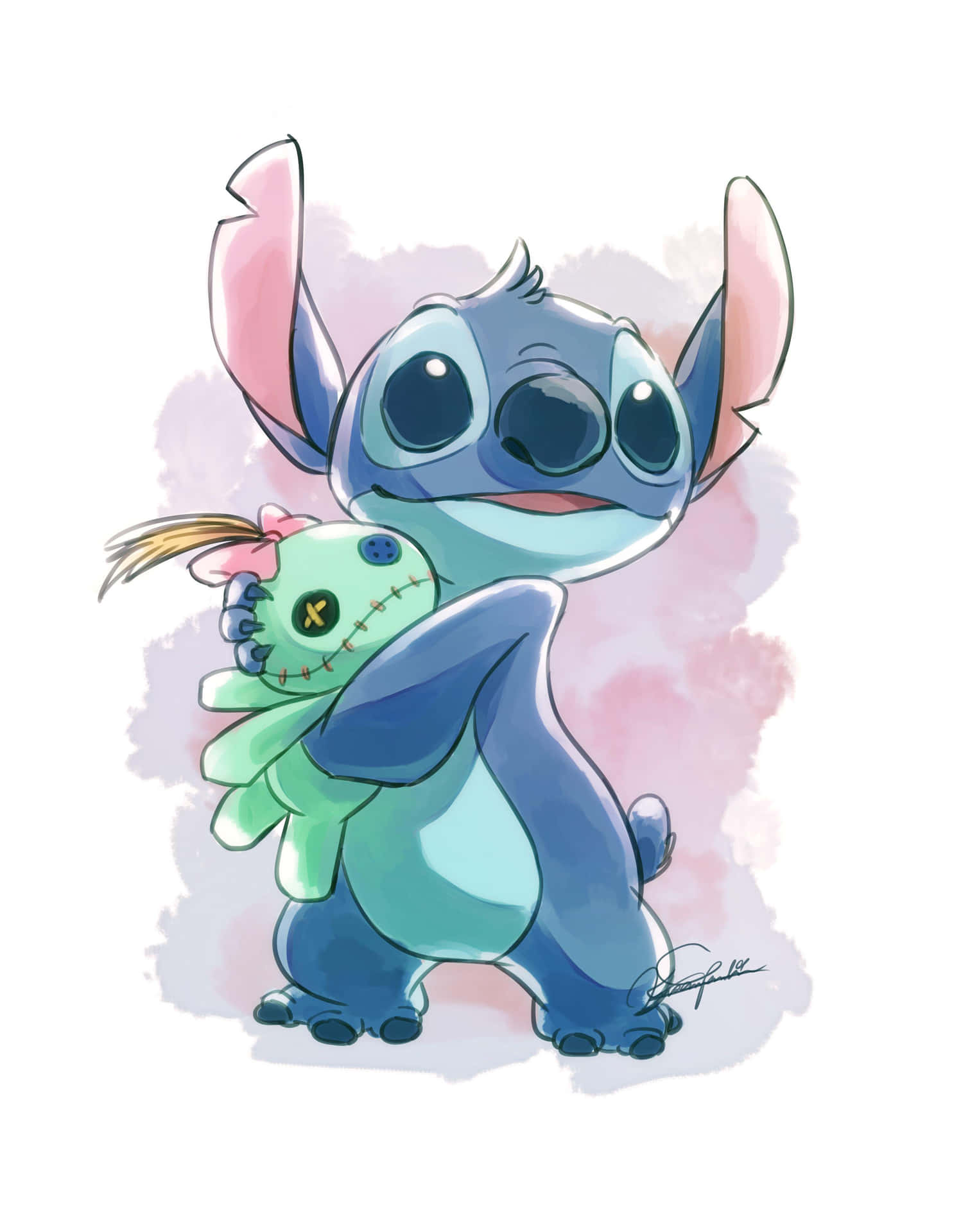 Stitch Hugging Plush Toy Background