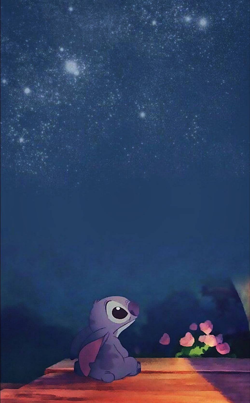 Stitch Looking At Night Sky Disney Background