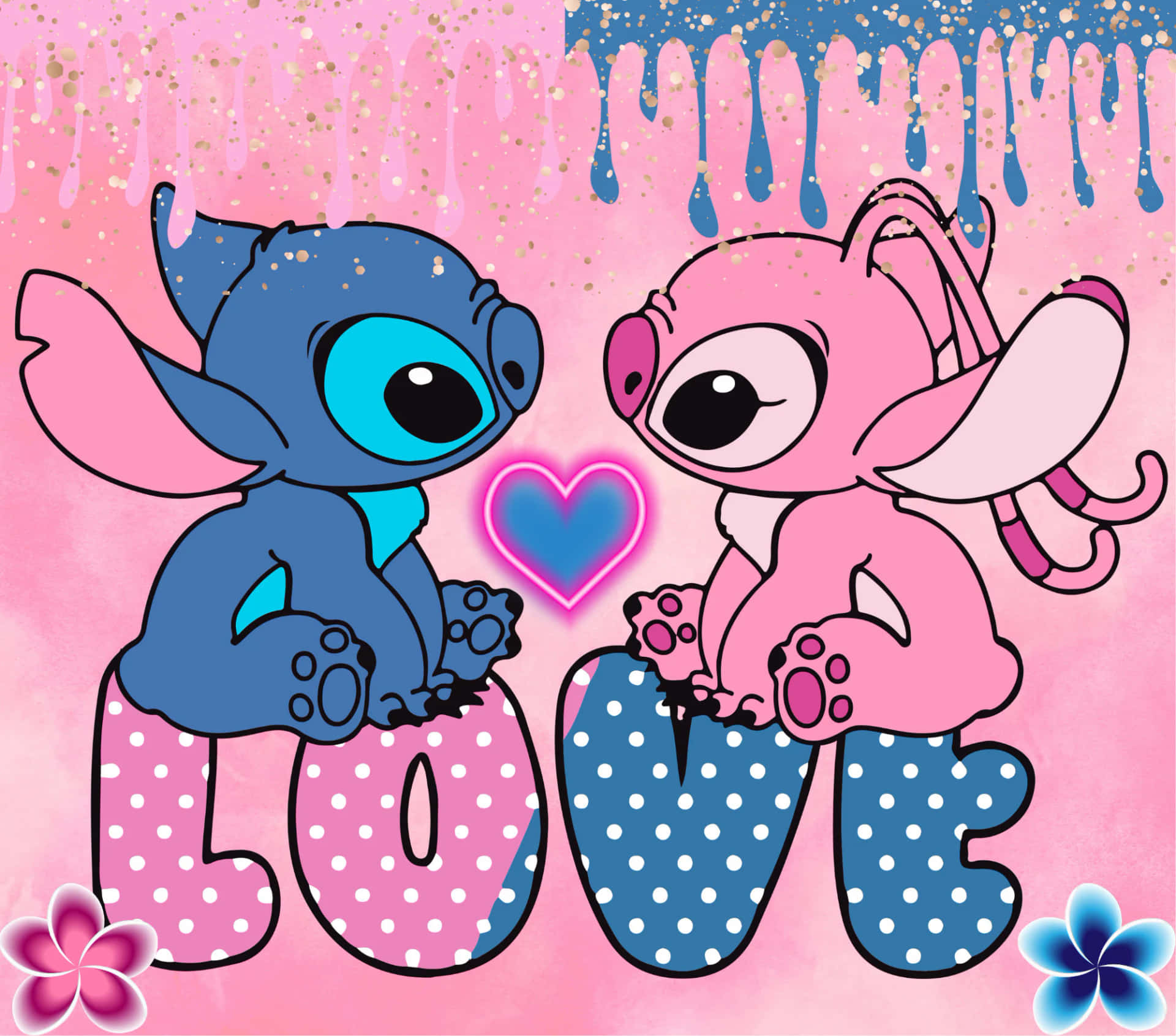 Stitchand Angel Love Illustration Background