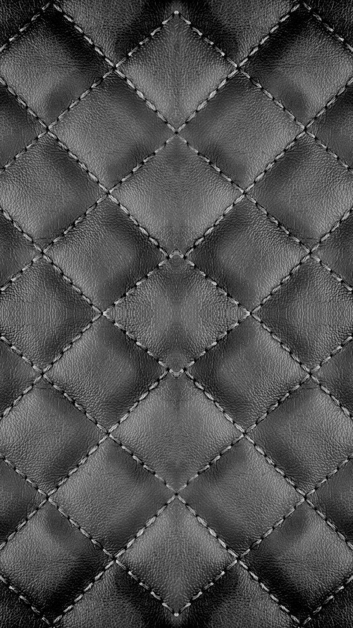 Stitched Upholstery Made Of Black Leather Iphone Background