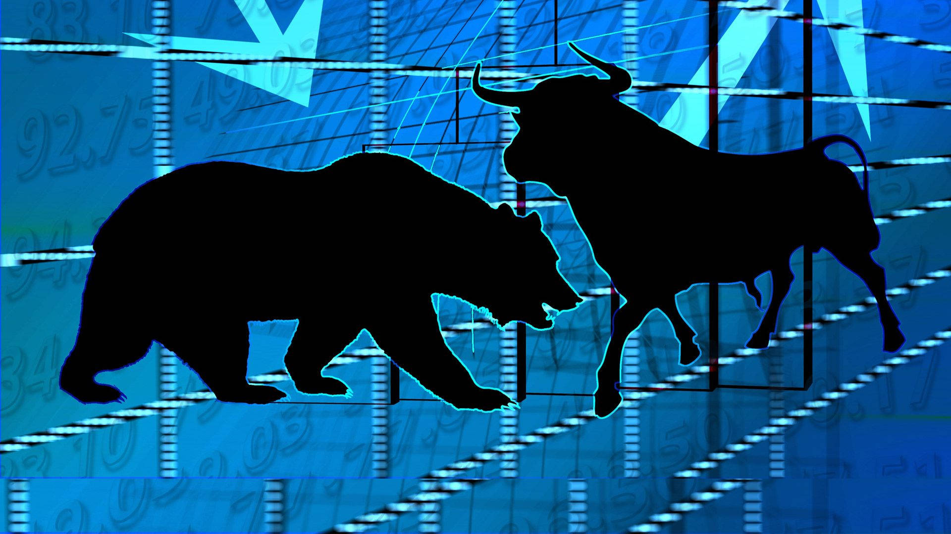 Stock Market Bear And Bull Icons Background