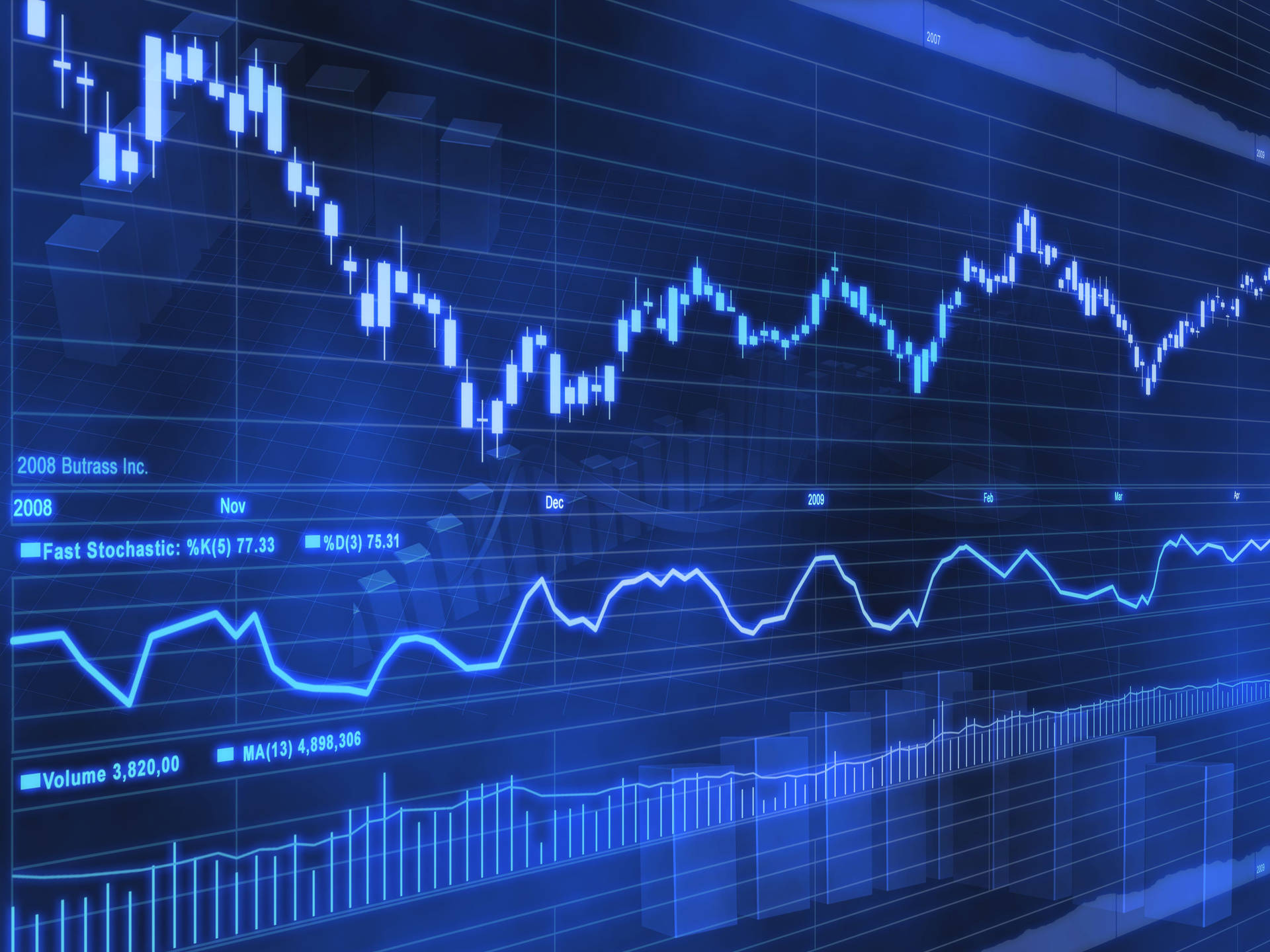 Stock Market Monochromatic Blue Line Chart Background