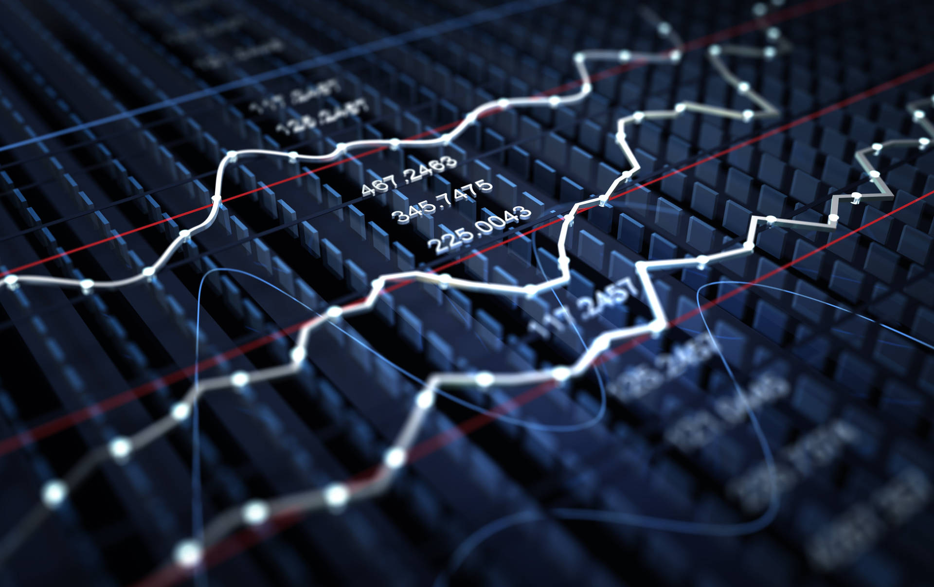 Stock Market White Red Lines Background