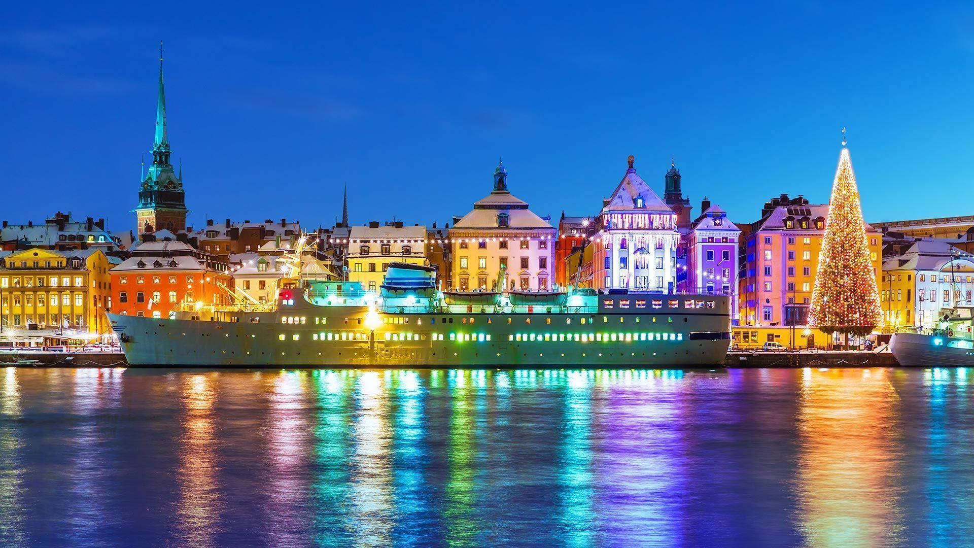 Stockholm City Skyline Christmas Lights