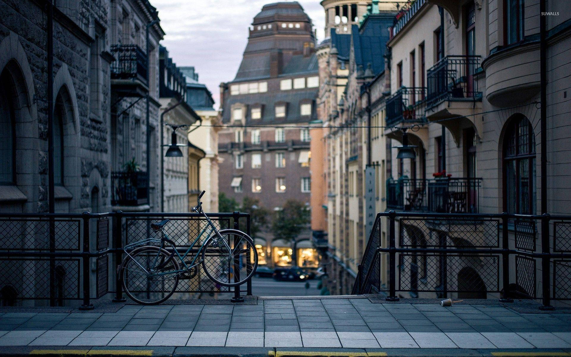 Stockholm Sweden Traditional Cobblestone Streets Background