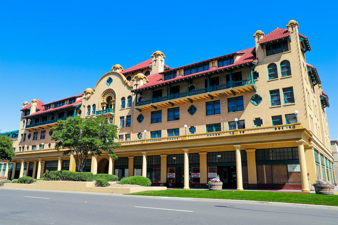 Stockton Hotel In Worm Eye View Background